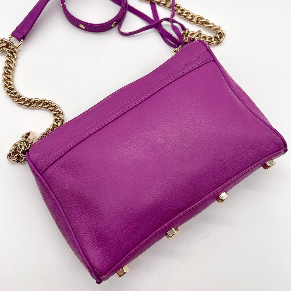 REBECCA MINKOFF Mini MAC Crossbody Bag Womens Purple Leather Chain Strap - Picture 3 of 16
